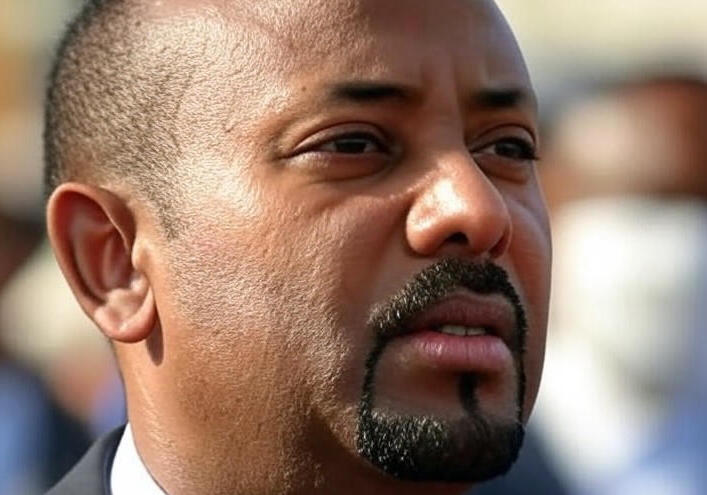 آبي أحمد يذرف الدموع لحظة جريان المياه من سد النهضة 
